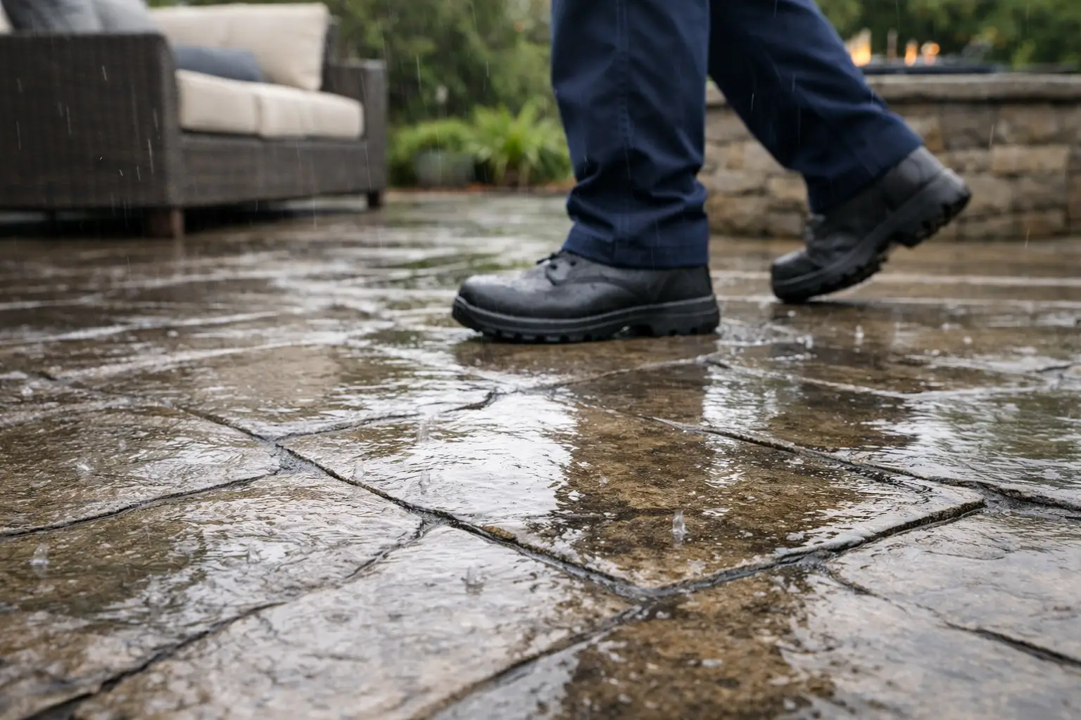 Is Stamped Concrete Slippery in Wet Weather?